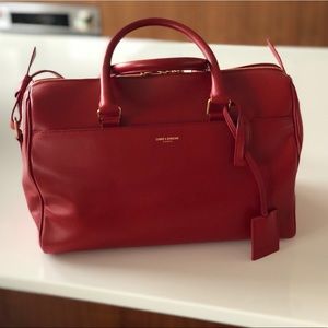 Saint Laurent Lipstick Red Duffle Satchel